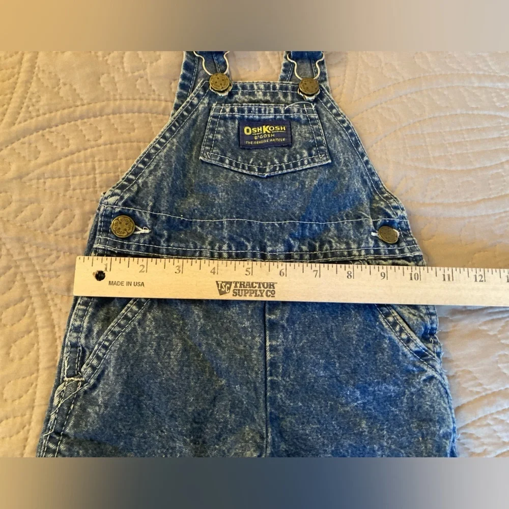 Vintage Oshkosh B'Gosh Kids Denim Overalls Acid Wash 6-9 Months 80s 90s USA